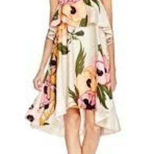 Tracy Reese Strapless Flounce Dress Hot Pink Poppy - Size S